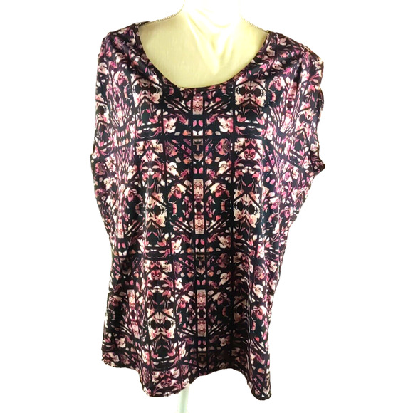 Pure Energy Women's Top Tank Size 2X Black Pink Cream Sleeveless - Picture 1 of 6